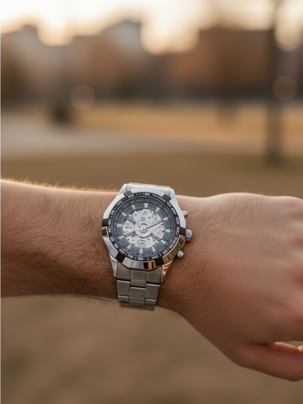 NWT Winisond Men's Silver Stainless Steel Quartz Sport Watch - Brand New
